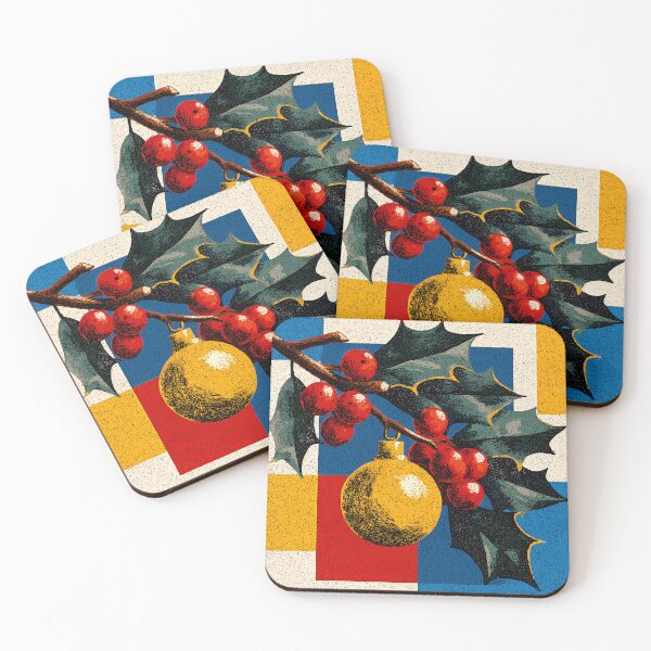 Item preview, Vintage Geometric Christmas Holly and Ornament designed and sold by colorful-white.