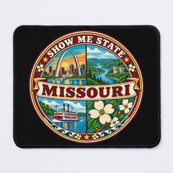 Item preview, Missouri Show Me State Vintage Scenic Travel Badge designed and sold by DreamLayerStudio.
