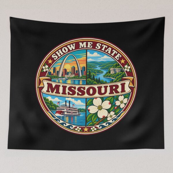 Item preview, Missouri Show Me State Vintage Scenic Travel Badge designed and sold by DreamLayerStudio.