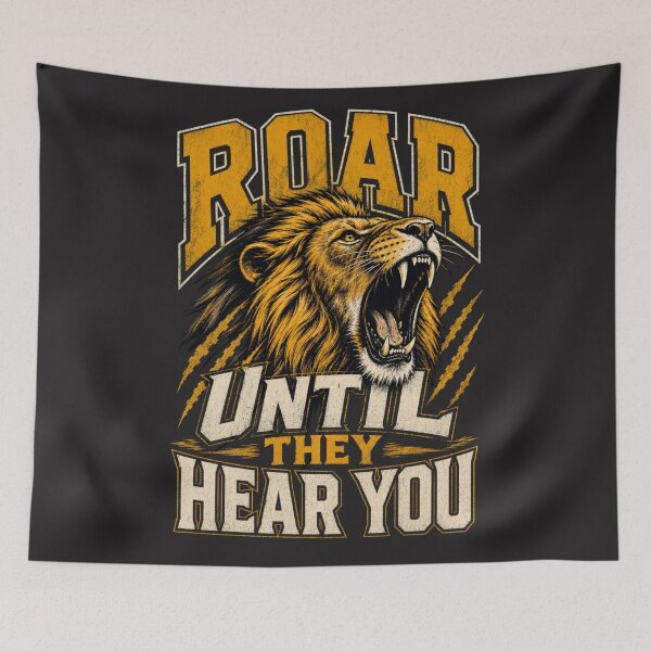 Item preview, Roar Until They Hear You – Athletic Varsity Lion Motivational Quote designed and sold by Bennie Singh.
