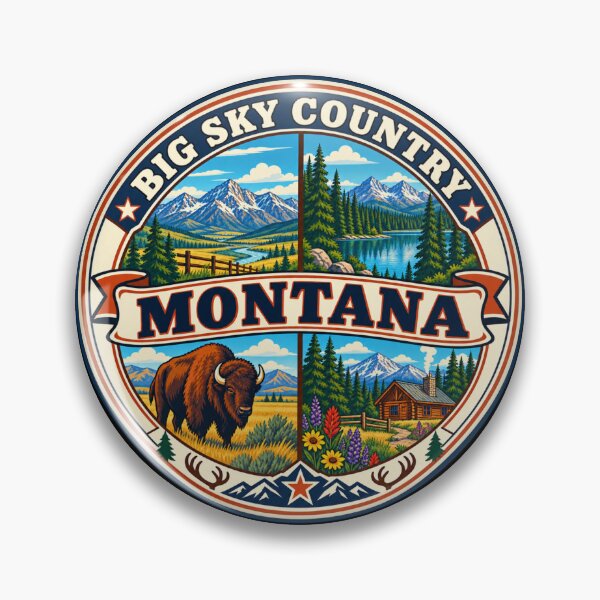 Item preview, Montana Big Sky Country Vintage Mountain Wilderness Badge designed and sold by DreamLayerStudio.