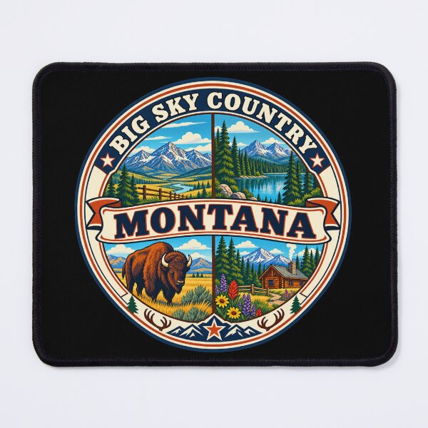 Item preview, Montana Big Sky Country Vintage Mountain Wilderness Badge designed and sold by DreamLayerStudio.