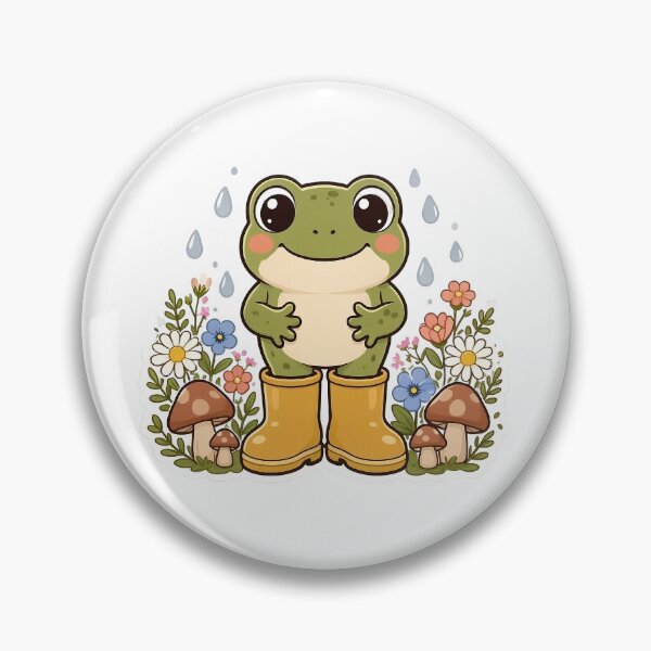 Item preview, Rainy Day Frog in Yellow Rain Boots and Mushrooms designed and sold by digital.stickerperso.com.