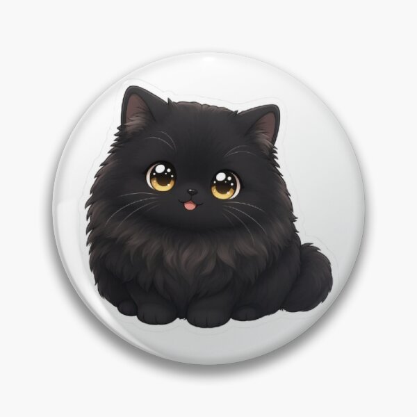 Item preview, Cute Fluffy Black Cat Cute Anime Kitten designed and sold by PetalsPaws.
