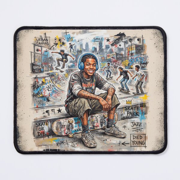 Item preview, Skateboarder Listening to Music At The Skate Park designed and sold by Home Decor Art.