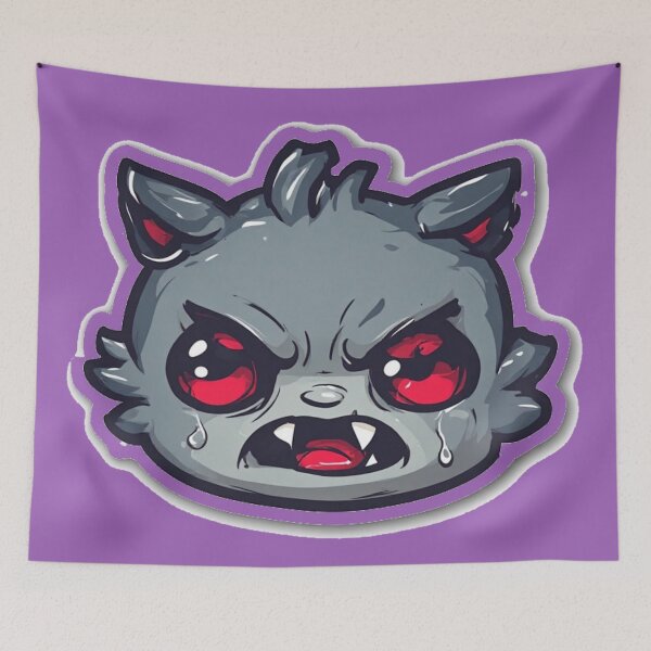 Item preview, Angry Gray Cat Red Eyes Cartoon designed and sold by YAM716.