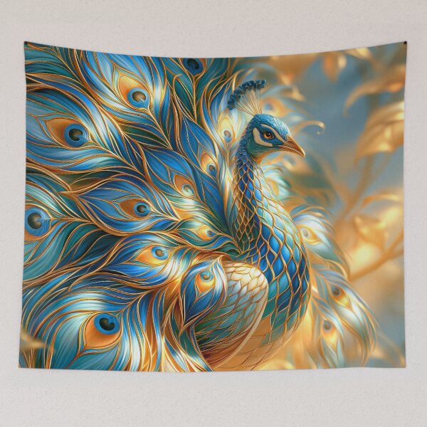 Item preview, Beautiful Peacock  in Blue and Gold designed and sold by MargaretWiktor.