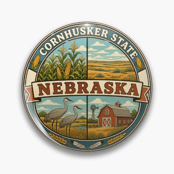 Item preview, Nebraska Cornhusker State Vintage Great Plains Farm Badge designed and sold by DreamLayerStudio.