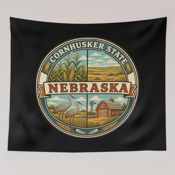 Item preview, Nebraska Cornhusker State Vintage Great Plains Farm Badge designed and sold by DreamLayerStudio.