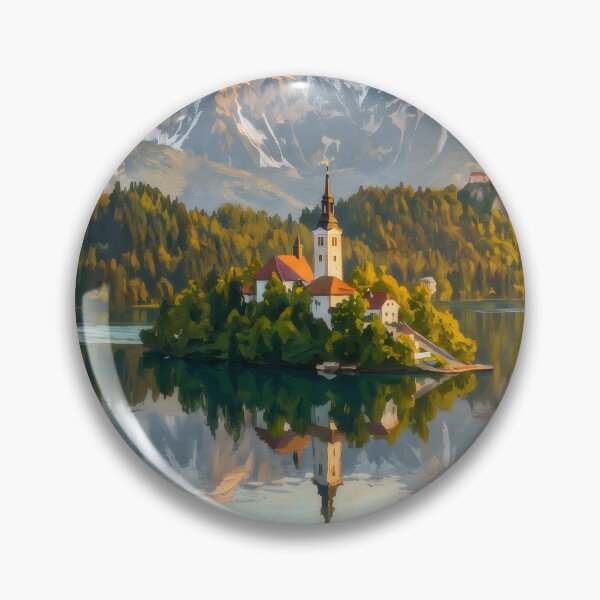Item preview, Lake Bled and the Julian Alps designed and sold by RedPeaStudio.