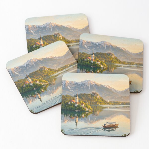 Item preview, Lake Bled and the Julian Alps designed and sold by RedPeaStudio.