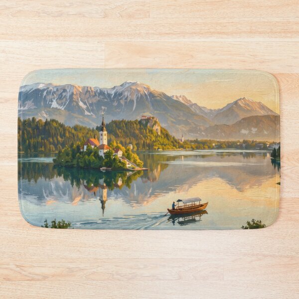 Item preview, Lake Bled and the Julian Alps designed and sold by RedPeaStudio.