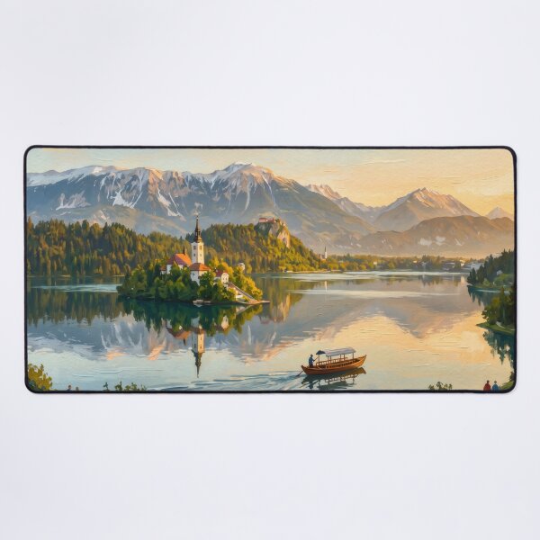 Item preview, Lake Bled and the Julian Alps designed and sold by RedPeaStudio.