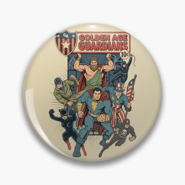 Item preview, Color Golden Age Guardians Vintage Superhero Comic Book Retro Illustration designed and sold by VoglR.