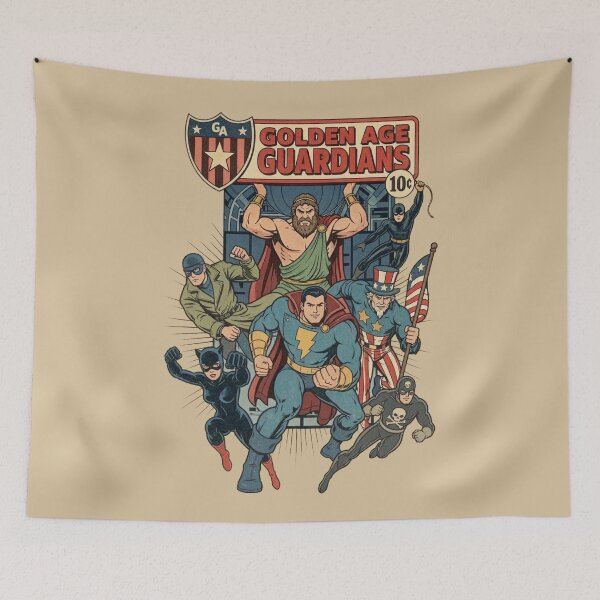 Item preview, Color Golden Age Guardians Vintage Superhero Comic Book Retro Illustration designed and sold by VoglR.
