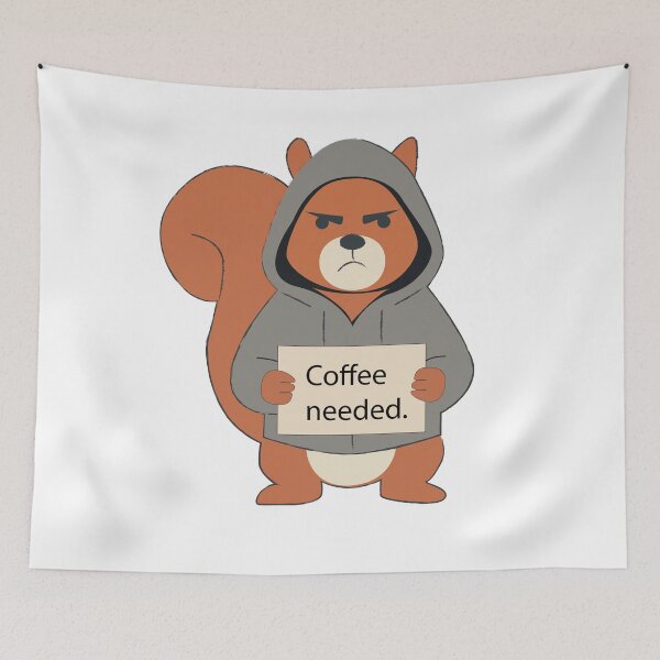 Item preview, Grumpy Coffee Needed Squirrel in Hoodie Cute Mood designed and sold by TatinkaArtskill.