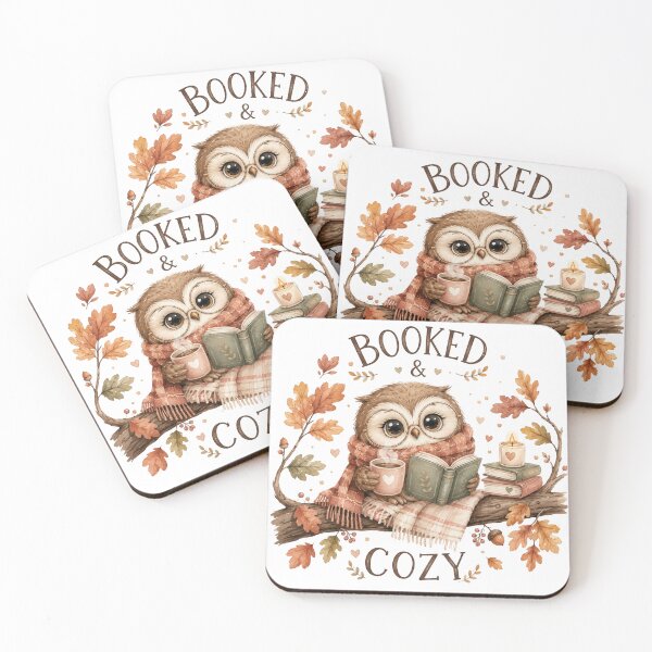 Item preview, Booked & Cozy Owl – Cute Autumn Reading & Coffee Lover Design designed and sold by DreamyBrushArt.