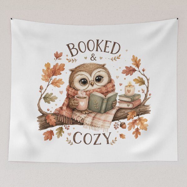 Item preview, Booked & Cozy Owl – Cute Autumn Reading & Coffee Lover Design designed and sold by DreamyBrushArt.