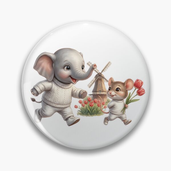Item preview, Cute Elephant and Mouse Netherlands Windmill Tulips designed and sold by BonnieGlam13.