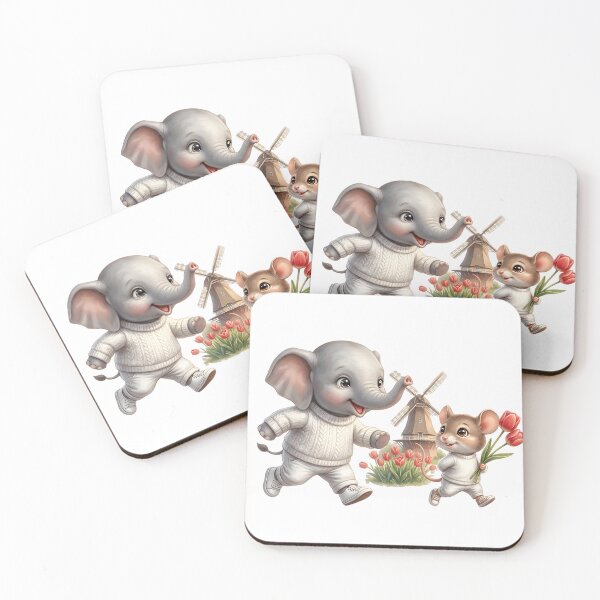 Item preview, Cute Elephant and Mouse Netherlands Windmill Tulips designed and sold by BonnieGlam13.