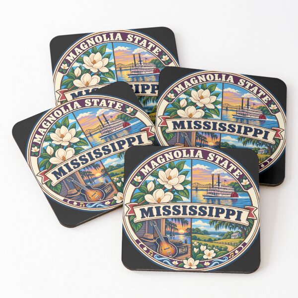 Item preview, Mississippi Magnolia State Vintage Southern River Badge designed and sold by DreamLayerStudio.
