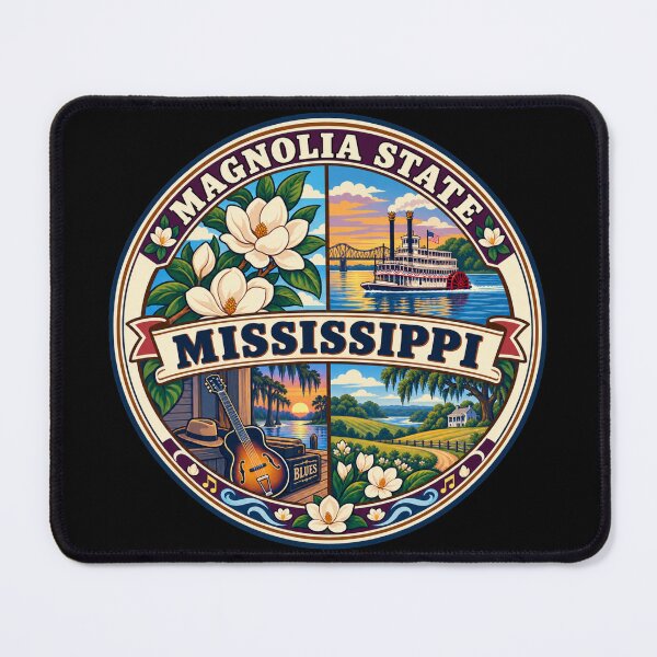 Item preview, Mississippi Magnolia State Vintage Southern River Badge designed and sold by DreamLayerStudio.
