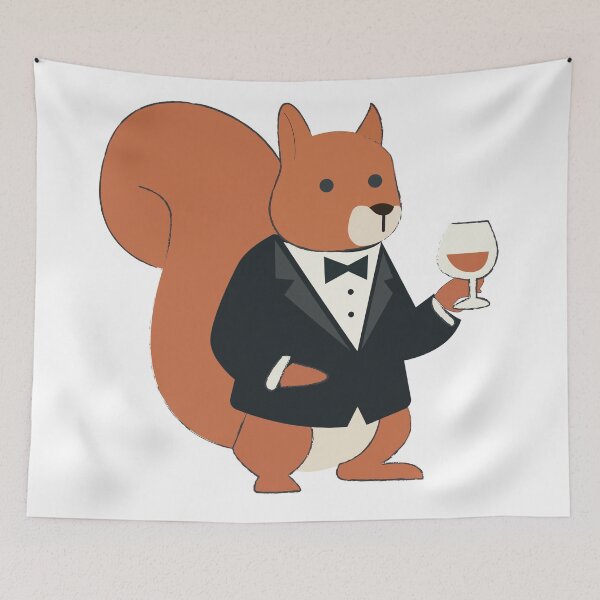 Item preview, Classy Gentleman Squirrel in Tuxedo with Wine Glass designed and sold by TatinkaArtskill.