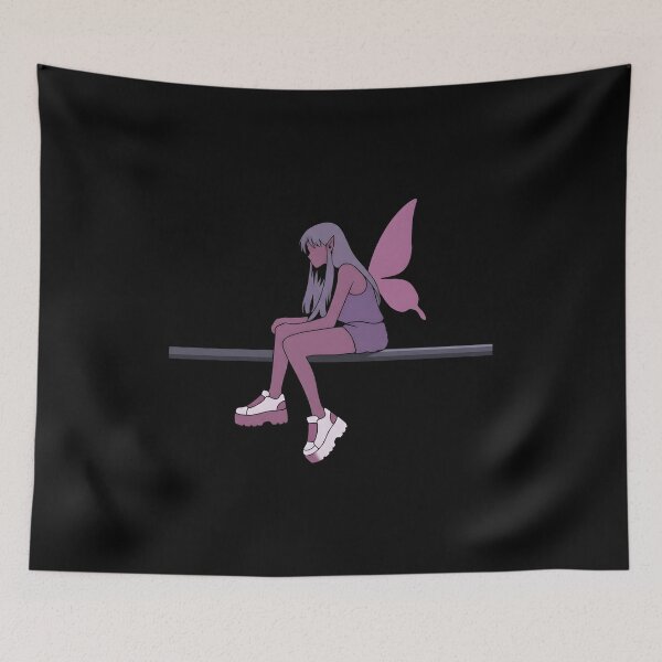 Item preview, Melancholic goth fairy with pink wings designed and sold by OH-MY-GOTH.