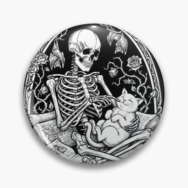 Item preview, Skeleton and Cat Gentle Touch Dark Romance designed and sold by OH-MY-GOTH.