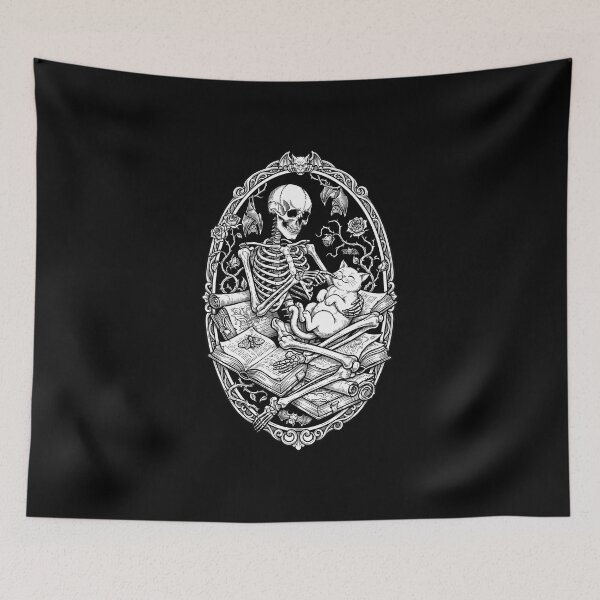 Item preview, Skeleton and Cat Gentle Touch Dark Romance designed and sold by OH-MY-GOTH.