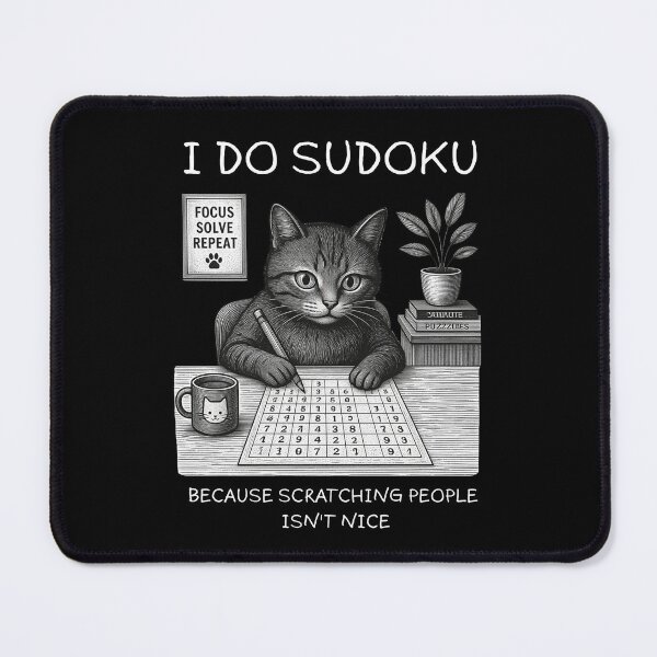 Item preview, Cat Solving Sudoku Puzzle | Focus Solve Repeat Vintage Kitten Art designed and sold by UnitedWeWear.
