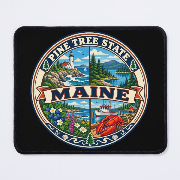 Item preview, Maine Pine Tree State Vintage Coastal New England Badge designed and sold by DreamLayerStudio.