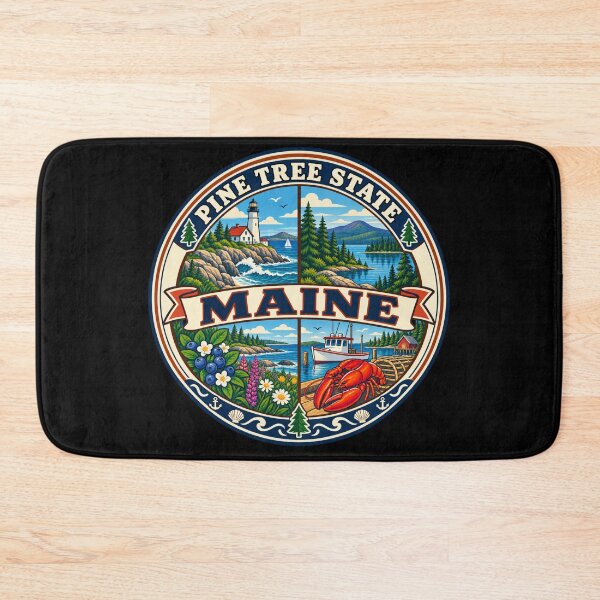 Item preview, Maine Pine Tree State Vintage Coastal New England Badge designed and sold by DreamLayerStudio.