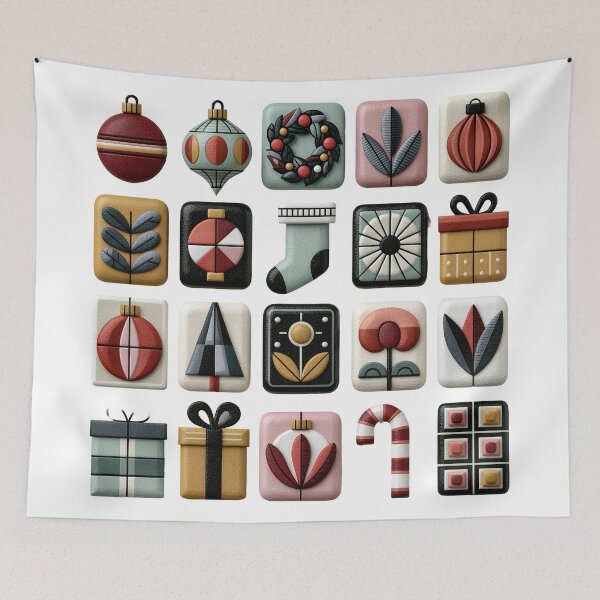 Item preview, Mid Century Modern 3D Christmas Icon Grid designed and sold by colorful-white.