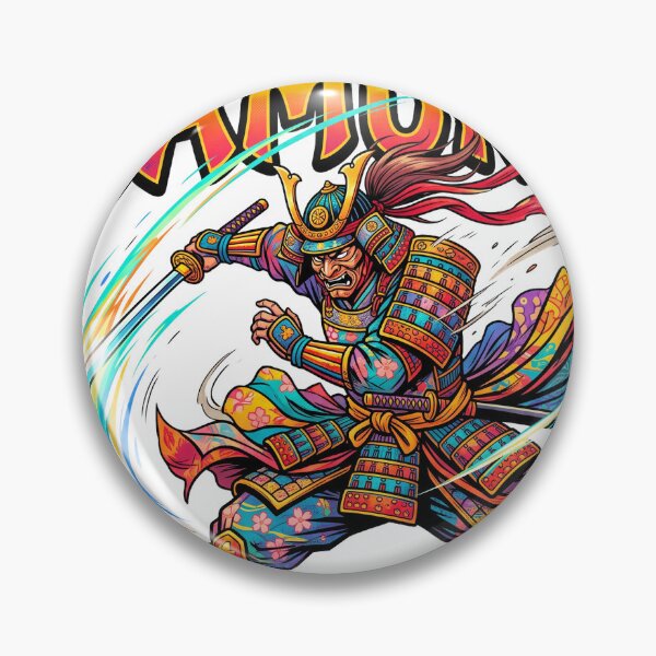 Item preview, A vivid, colorful samurai is swinging his sword. designed and sold by whiteblackcat.