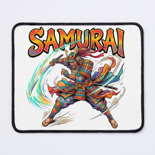 Item preview, A vivid, colorful samurai is swinging his sword. designed and sold by whiteblackcat.