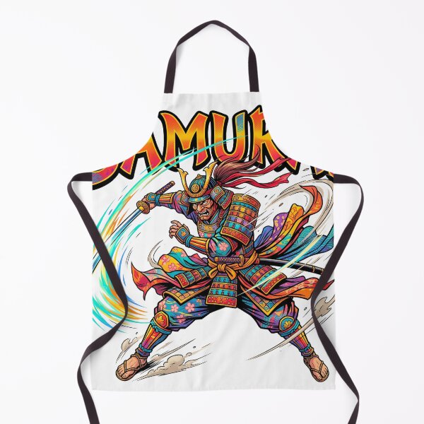 Item preview, A vivid, colorful samurai is swinging his sword. designed and sold by whiteblackcat.