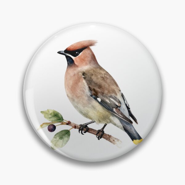 Item preview, Waxwing Watercolor Illustration | Elegant Waxwing Songbird Nature Artwork designed and sold by Rood Art Studio.
