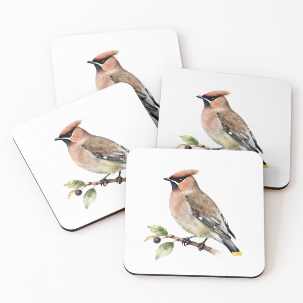 Item preview, Waxwing Watercolor Illustration | Elegant Waxwing Songbird Nature Artwork designed and sold by Rood Art Studio.