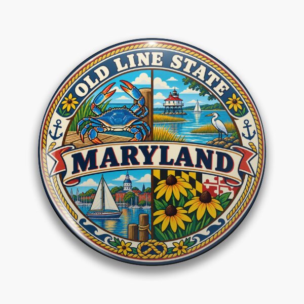 Item preview, Maryland Old Line State Vintage Chesapeake Coastal Badge designed and sold by DreamLayerStudio.