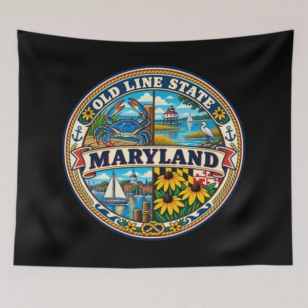 Item preview, Maryland Old Line State Vintage Chesapeake Coastal Badge designed and sold by DreamLayerStudio.