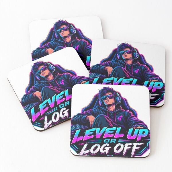 Item preview, Level Up Or Log Off Funny Gamer Boy Cyberpunk Synthwave Gaming T-Shirt designed and sold by RajStore41.