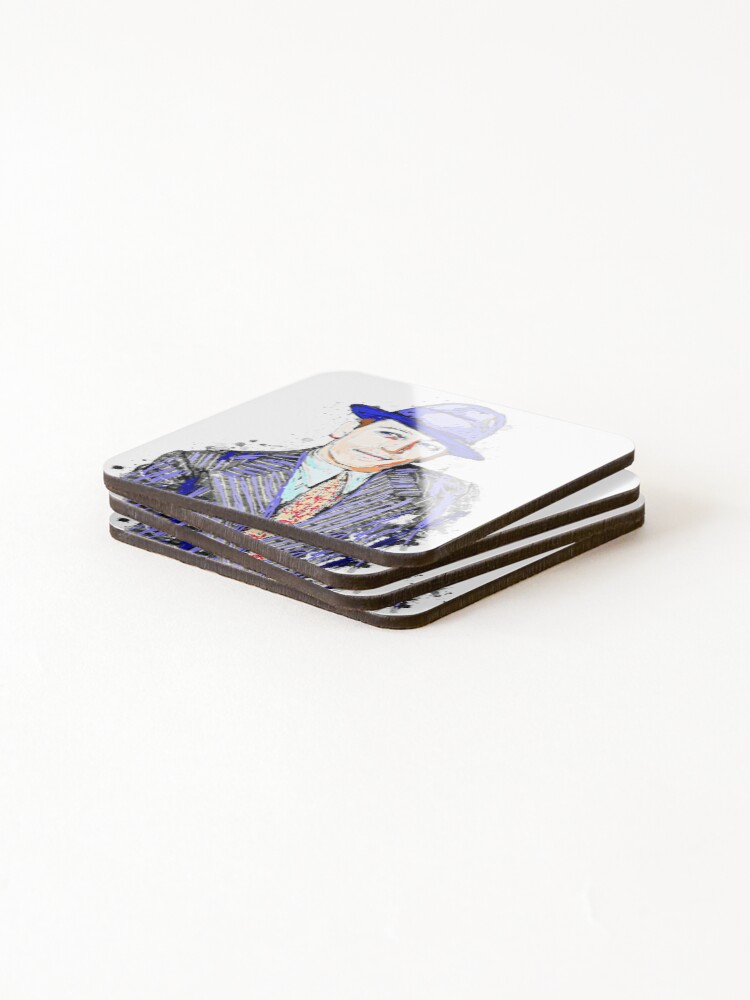 Thumbnail 4 of 5, Coasters (Set of 4), George Raft Light Blue Ink designed and sold by SJHorsfall.