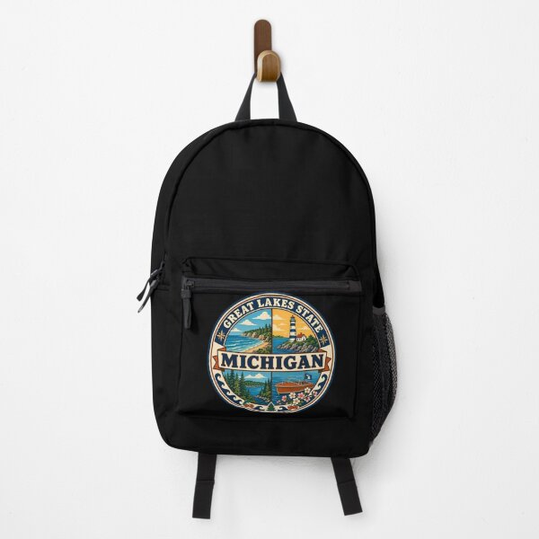 Item preview, Michigan Great Lakes State Vintage Lake Life Travel Badge designed and sold by DreamLayerStudio.