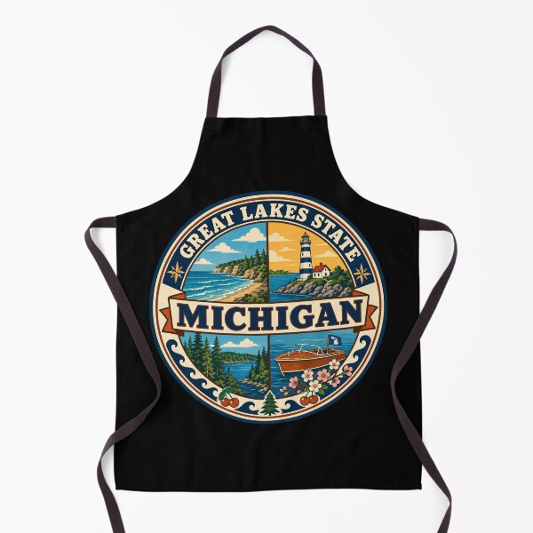 Item preview, Michigan Great Lakes State Vintage Lake Life Travel Badge designed and sold by DreamLayerStudio.