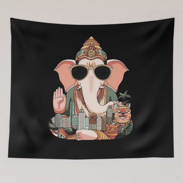 Item preview, Cool Elephant Riding Dragon City Skyline Blessing Pop Art designed and sold by PANNARUK THAILAND.