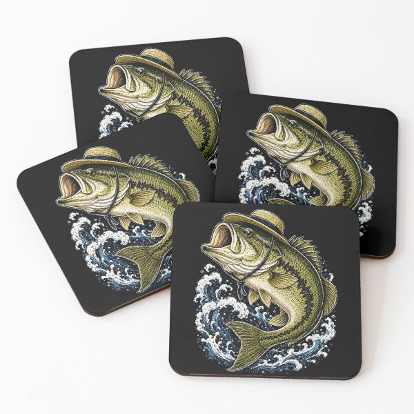 Item preview, vintage bass fish illustration with waves designed and sold by rafaeltto.