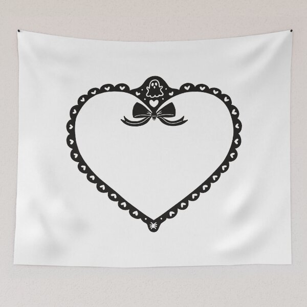 Item preview, Black Gothic Heart Frame with Bow and Ghost designed and sold by winterpumpkin.