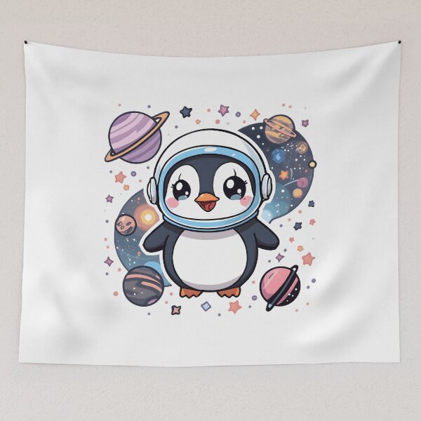 Item preview, Cute Space Penguin Astronaut | Kawaii Penguin in Space with Planets designed and sold by dreamz-world.