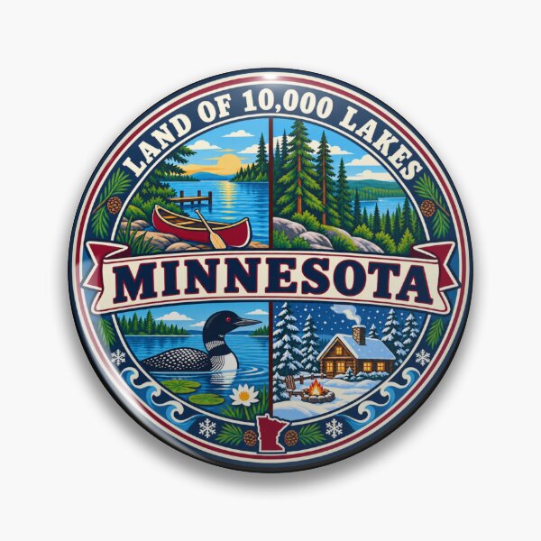 Item preview, Minnesota Land of 10000 Lakes Vintage Cabin Country Badge designed and sold by DreamLayerStudio.